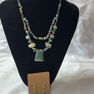 Hand Crafted Green and Yellow Necklace with Gemstone Beads